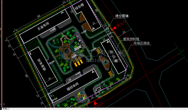 某工业园区某工厂厂区规划设计cad总图-图二