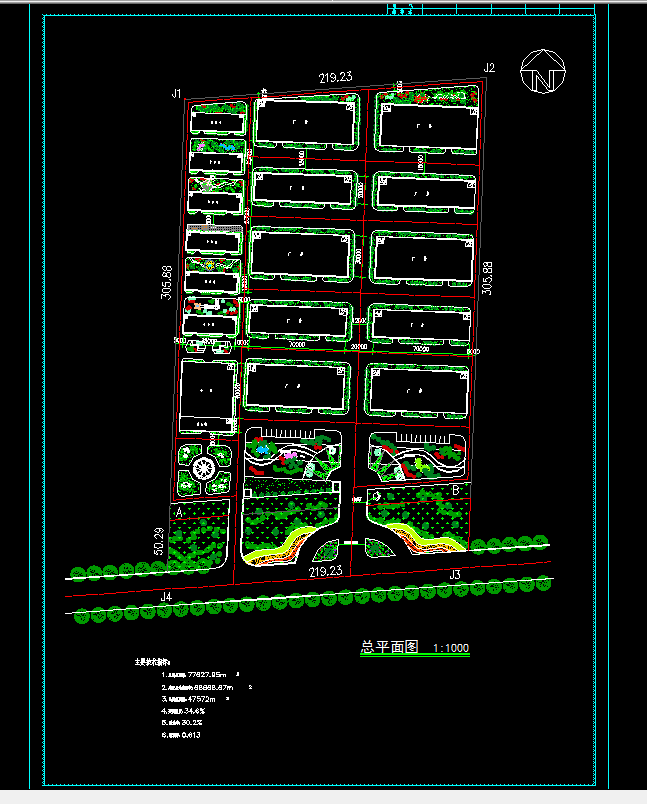 某地区工业园某厂区规划设计cad总平面图_图1