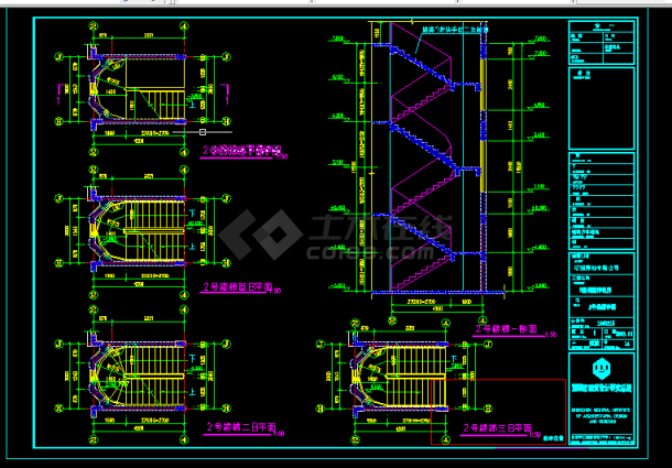 别墅楼楼梯施工全套方案cad设计图纸-图二