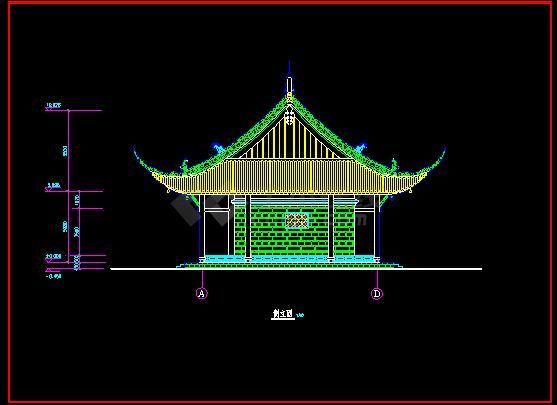 某地小型的庙宇建筑设计cad图(共7张)