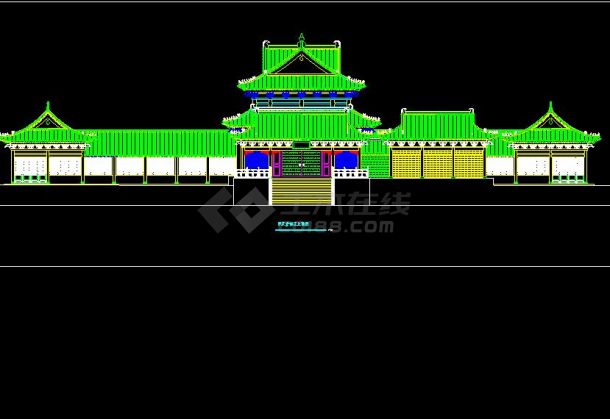 某地大型罗汉堂建筑施工图（标注详细）-图二