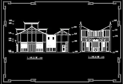 某地小型简单的培德堂仿古建筑设计图（共3张）-图二