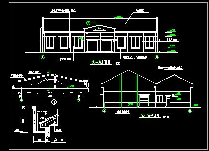某中学食堂建筑施工CAD详情图纸-图二