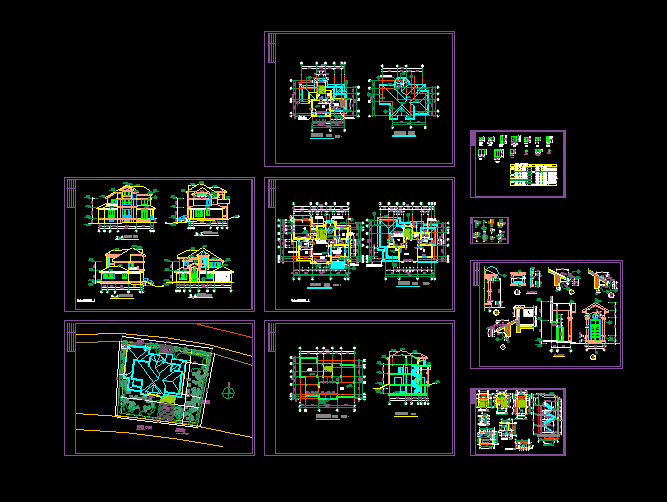 某城市的东阳别墅全套CAD施工设计图_图1