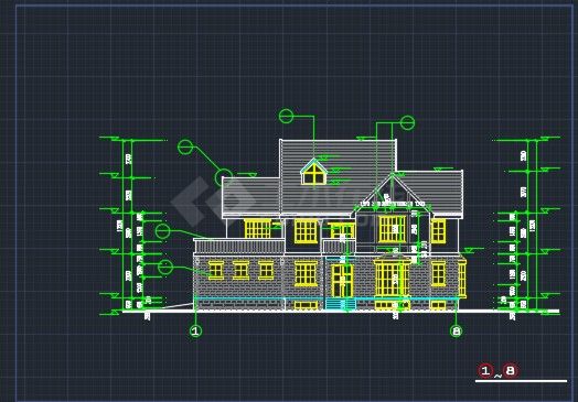 某花园别墅建筑CAD设计全套图纸-图二