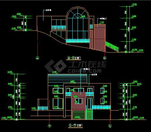 室内带游泳池的别墅建筑设计方案图纸（共7张）-图二