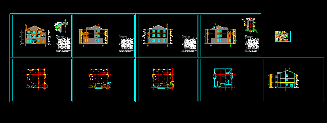 家用别墅全套建筑设计CAD图纸