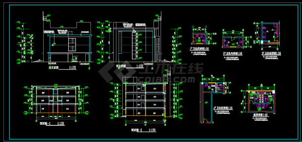 带植草屋面大型综合楼建筑设计图（共9张）-图二