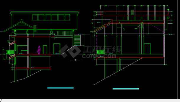 索道上部站茶室建施设计全套CAD图纸-图二