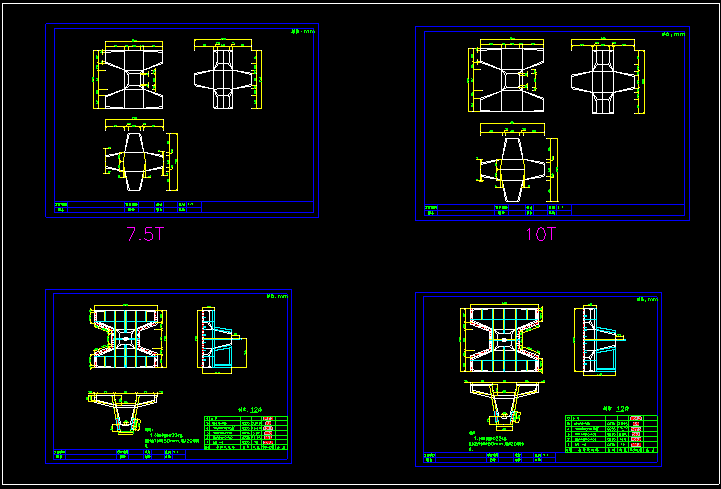 7.5T和10T扭王块结构图钢模板图