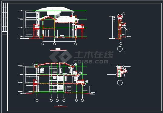 全套上海绿洲某别墅施工CAD详图-图二