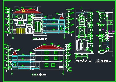 全套别墅建筑施工设计CAD详情图-图二