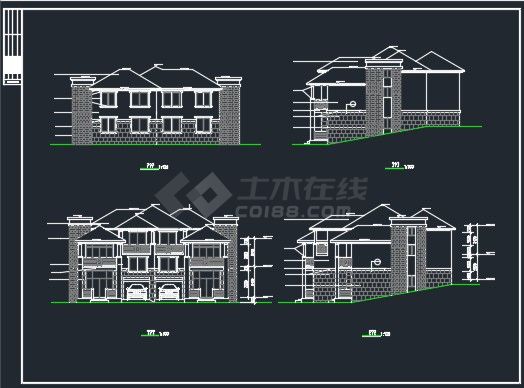 某山体别墅全套施工设计CAD详情图-图二