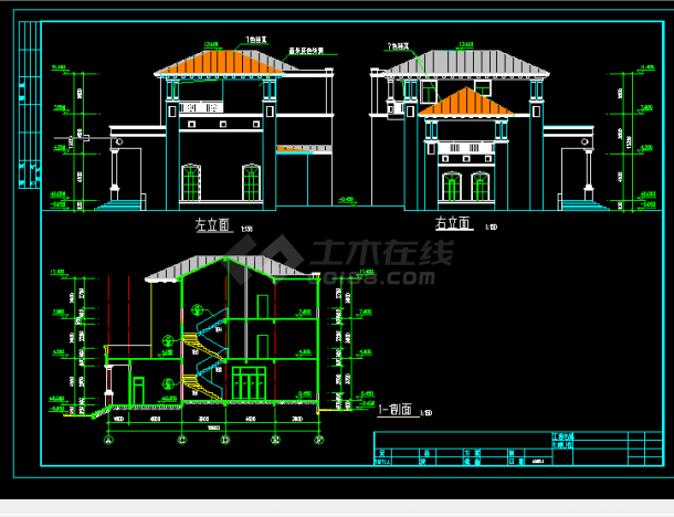 G型别墅建筑施工CAD设计图纸方案-图二