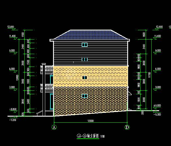 多层民房建筑施工CAD设计图纸方案-图二