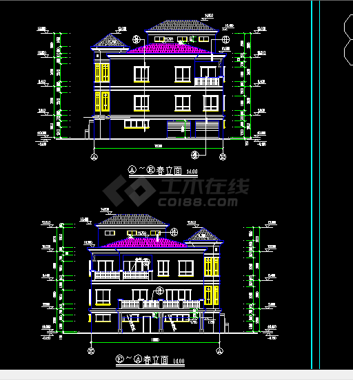 农村别墅房屋建筑施工CAD设计图纸-图二
