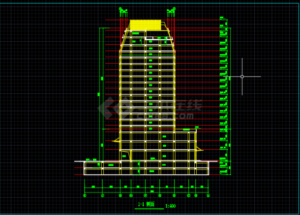 一套简单的高层写字楼建筑设计CAD图-图二