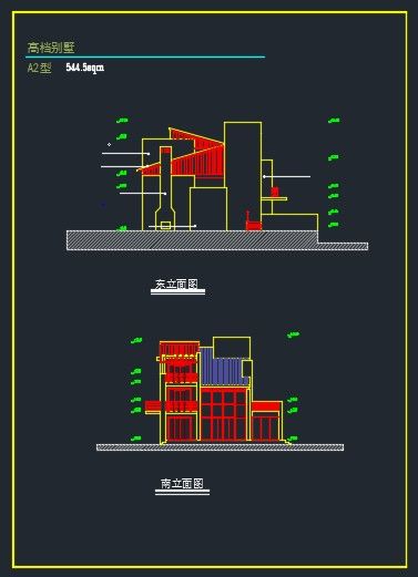 四个中高档别墅方案CAD平立剖图-图二
