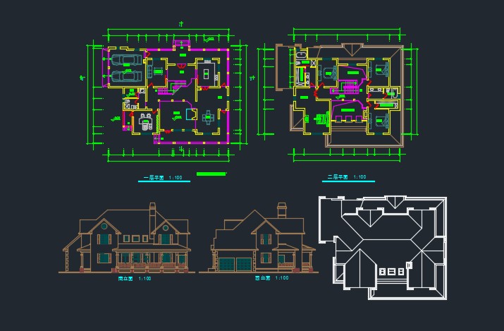 特色别墅建筑CAD设计方案详情图纸