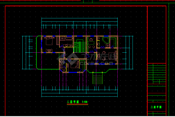 二层别墅楼建筑施工CAD设计图纸-图二