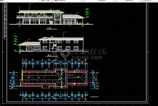 某商业街塔楼建筑施工CAD设计图纸方案-图二