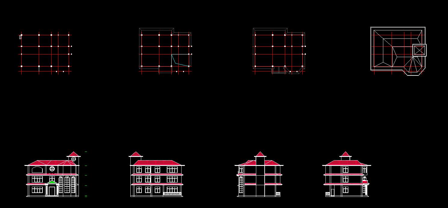 南京某地三层砖混结构独栋别墅建筑设计方案一cad施工图