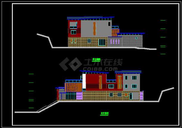 某精美双拼别墅建筑设计施工图-图二