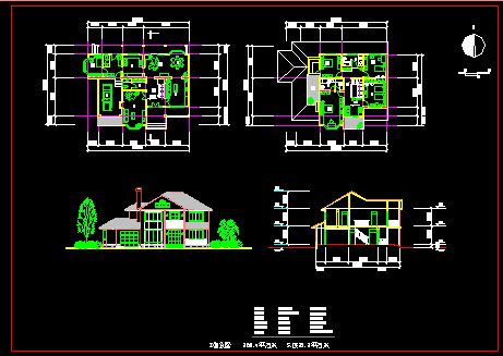 某14套别墅建筑方案设计CAD详情施工图-图二