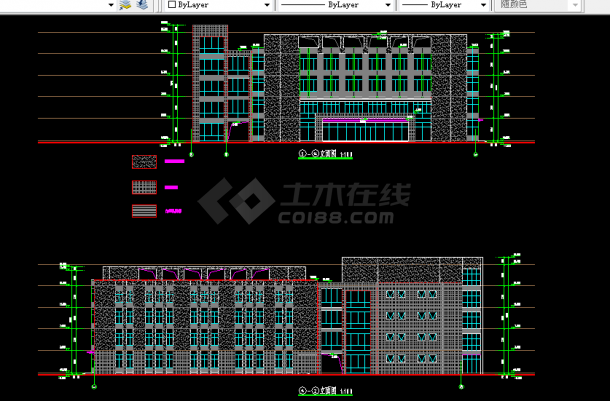 扬州市某五层框架结构办公楼建筑设计施工图纸方案-图二