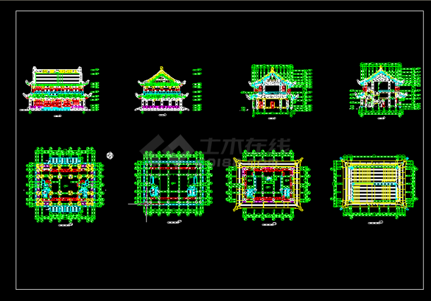 某地某仿古建筑设计cad建筑图纸-图一