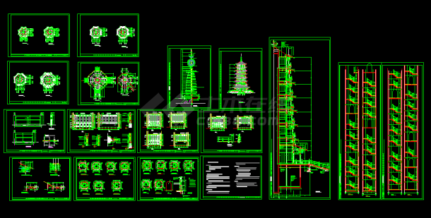某地区某七层古塔专业设计cad建筑施工图-图一