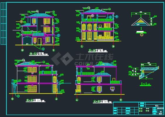 某典型别墅建筑谁方案CAD详情图-图二