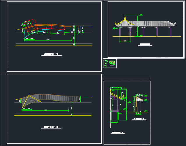 南京某地亭廊建筑CAD设计施工图