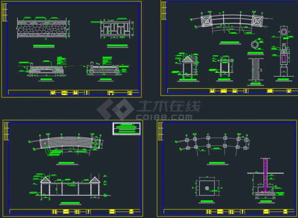 休息廊架及园路建筑CAD设计施工图-图一