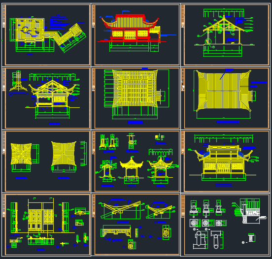 南京某地整套亭子建筑CAD施工图_图1