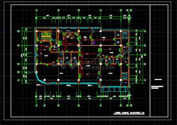 某地区宾馆招待所电气设计CAD施工图纸-图二