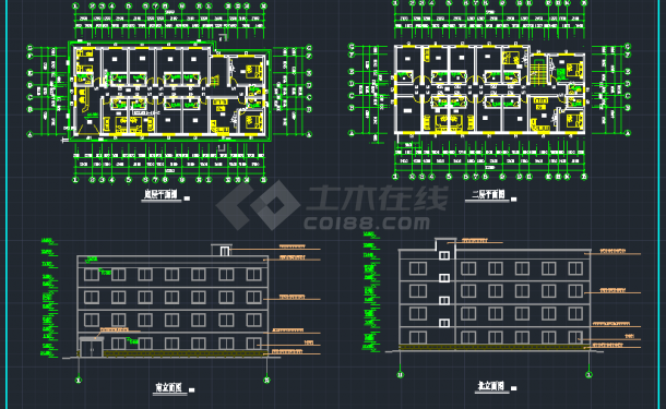 某地区青年单身1号公寓建筑设计CAD施工图-图二