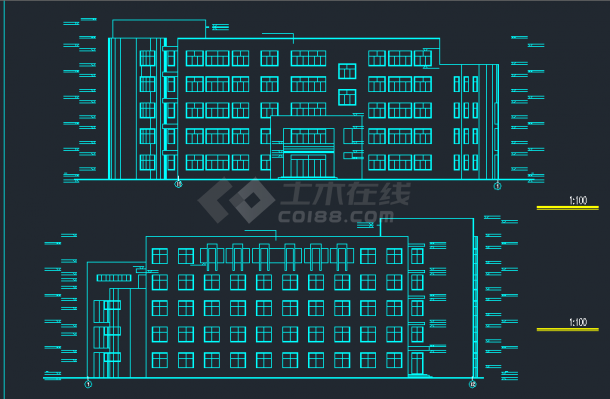某地区小学2号综合楼建筑设计CAD施工图纸-图二