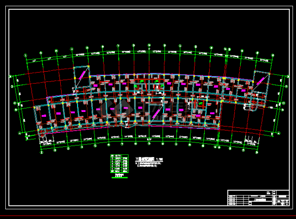 某公司弧形办公楼框架建筑结构CAD图纸-图二