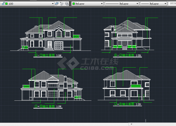 某地区新宇E8型别墅建筑设计CAD施工图-图二