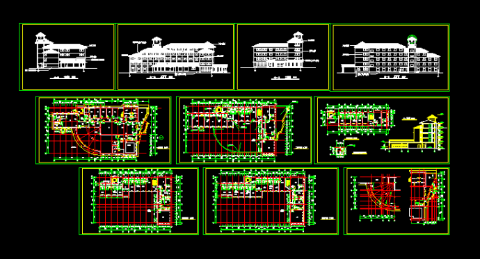 某五层小区会馆全套建筑设计方案图_图1