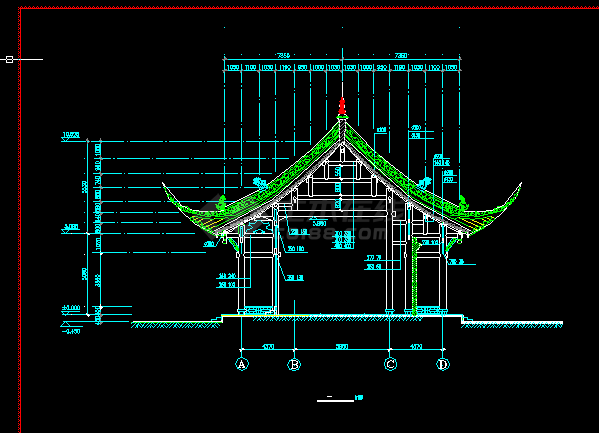 庙宇建筑施工设计方案全套CAD图纸-图二