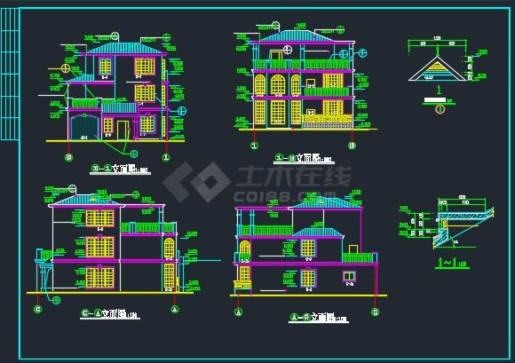 长沙某别墅建筑CAD详情图纸-图二