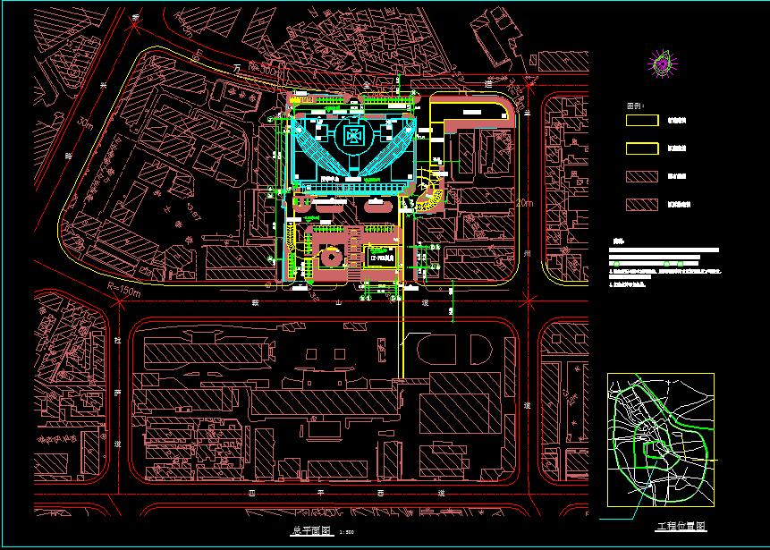 某市大医院医学中心大楼CAD建筑设计总平面图