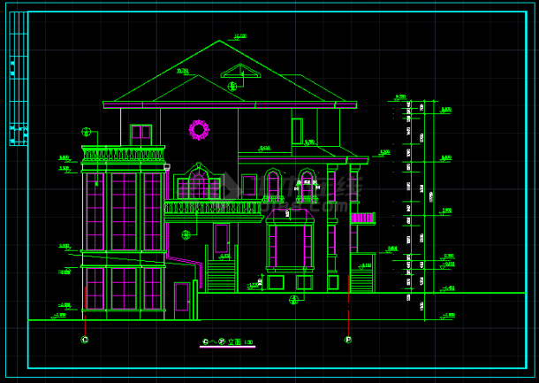 某城市的一套豪华别墅CAD施工图纸-图二
