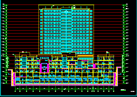 [青岛]19层现代风格市级专科医疗中心建筑CAD施工立剖图-图二