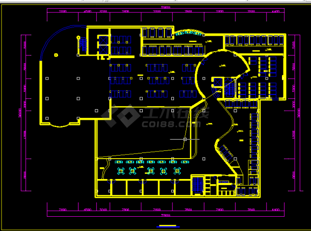 某小区洗浴中心建筑施工CAD设计图纸-图二