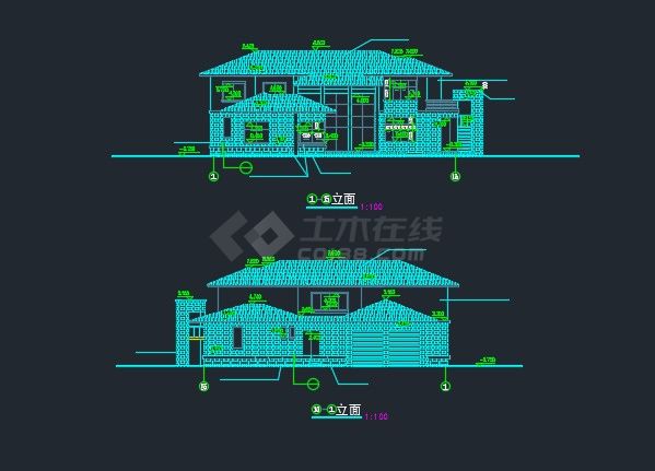 某两层独立豪华别墅施工图D型详图-图二