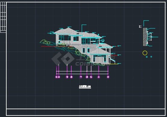某别墅建筑施工设计CAD详情全套图-图二