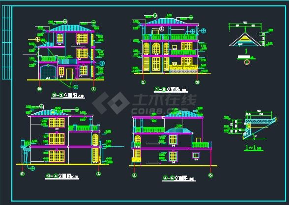 长沙某别墅建筑设计CAD施工全套图纸-图二